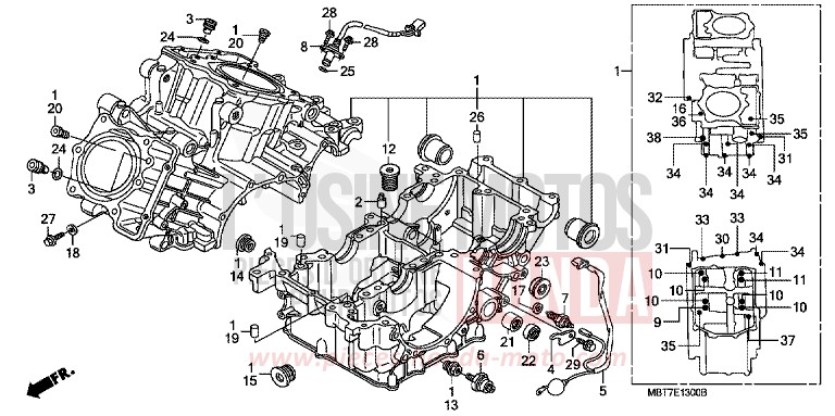 CRANKCASE for Varadero ABS BLOOM RED METALLIC (R319) from 2007